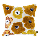 PTMD Bethanie Yellow Square Embroidery Flower Cushion (set of 2)