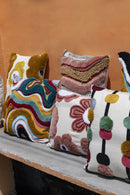 Bethanie Yellow Rect Embroidery Flower Cushion