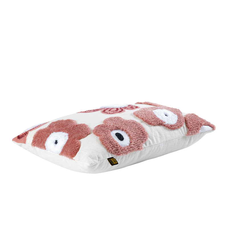 Primuse Pink Rectangle Embroidery Flower Cushion