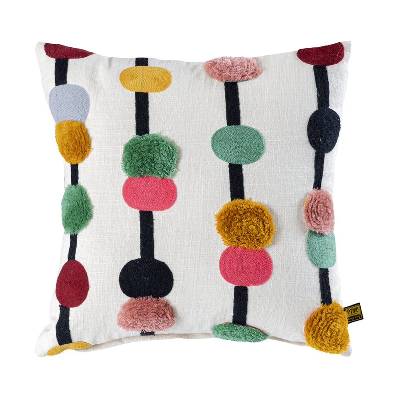 PTMD Prinay Pink Square Embroidery Cushion With Dots 