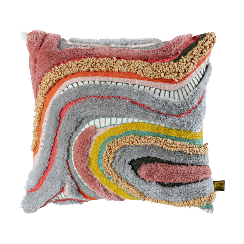 PTMD Sephora Pink Square Embroidery Cushion With Lines