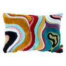 PTMD Courtneay Blue Rectangle Embroidery Cushion Lines