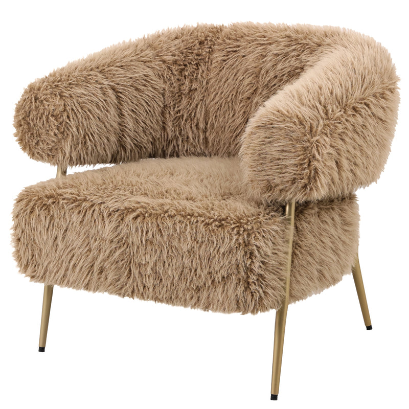 Hair Brown Fauteuil Metal Base
