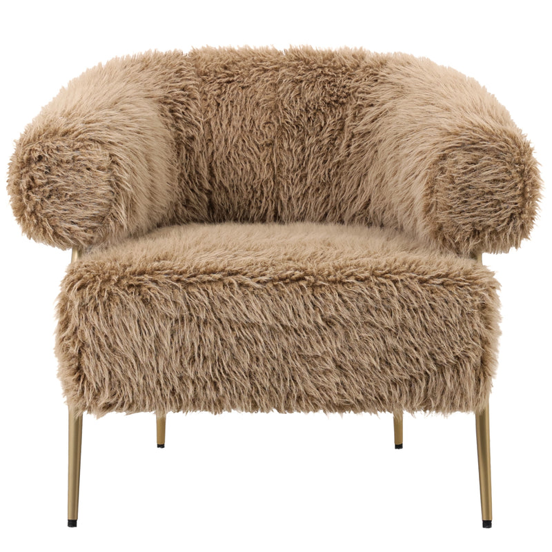 Hair Brown Fauteuil Metal Base