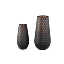 Eboney Brown Round Glass Vase Circle Pattern High L