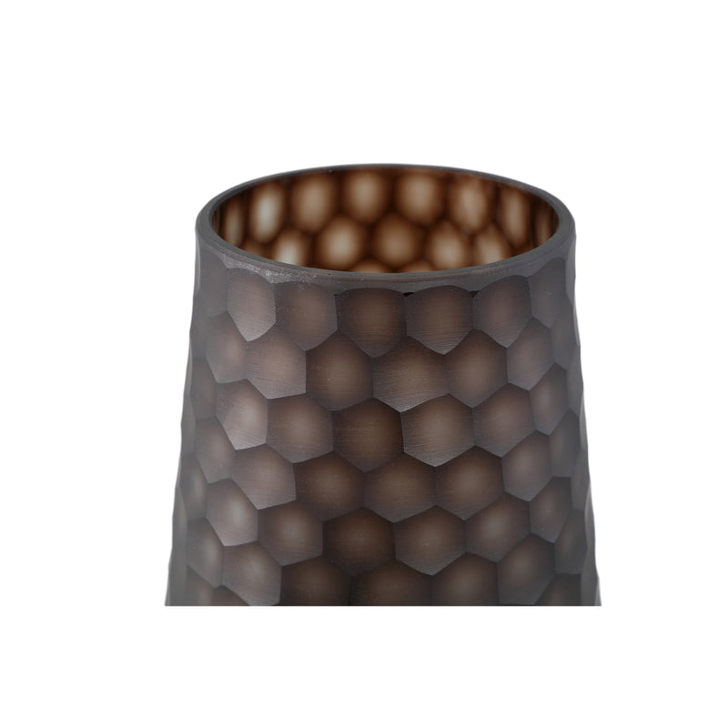 Eboney Brown Round Glass Vase Circle Pattern High L