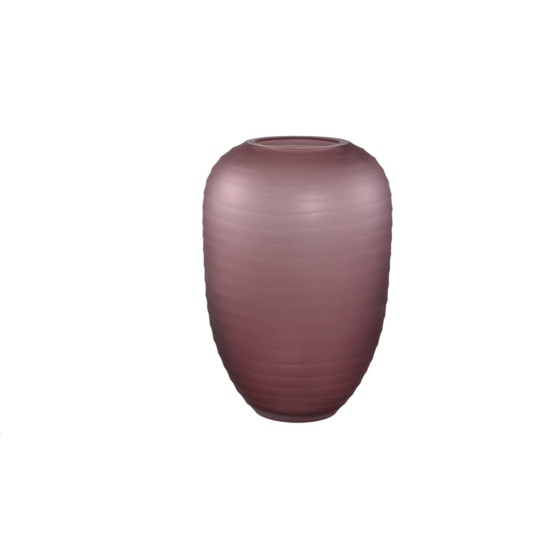 Nadah Pink Round Ribbed Glass Vase High S