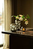 Azize Green Carved Glass Round Vase On Base S