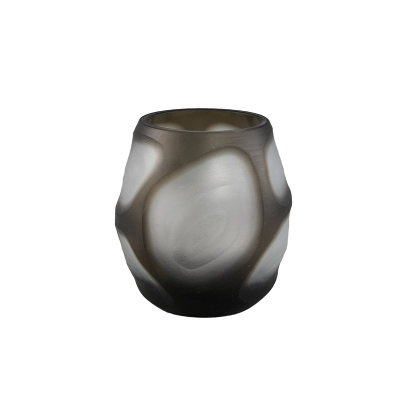 Azize Green Carved Glass Round Vase Round Motive