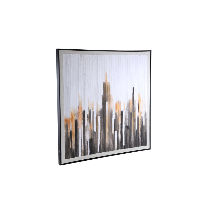 Gustas Brown Framed Wallpanel Poly Strips Square