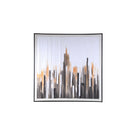 PTMD Gustas Brown Framed Wallpanel Poly Strips Square