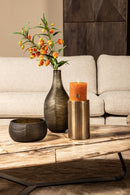 Elichi Brown Round Glass Vase High Wide