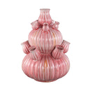 PTMD Nolou Pink Ceramic Tulip Vase Ribbed Round L
