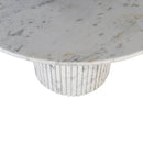 Neelim White Marble Dining Table Ribbed Base Round