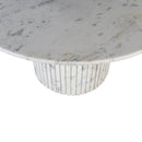 Neelim White Marble Dining Table Ribbed Base Round