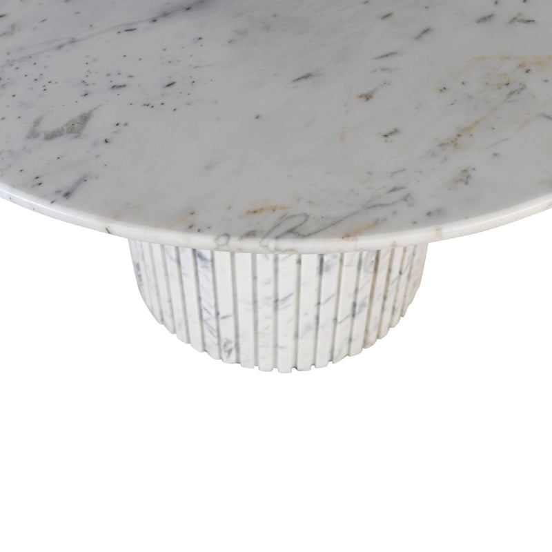 Neelim White Marble Dining Table Ribbed Base Round