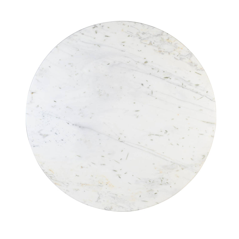 Neelim White Marble Dining Table Ribbed Base Round
