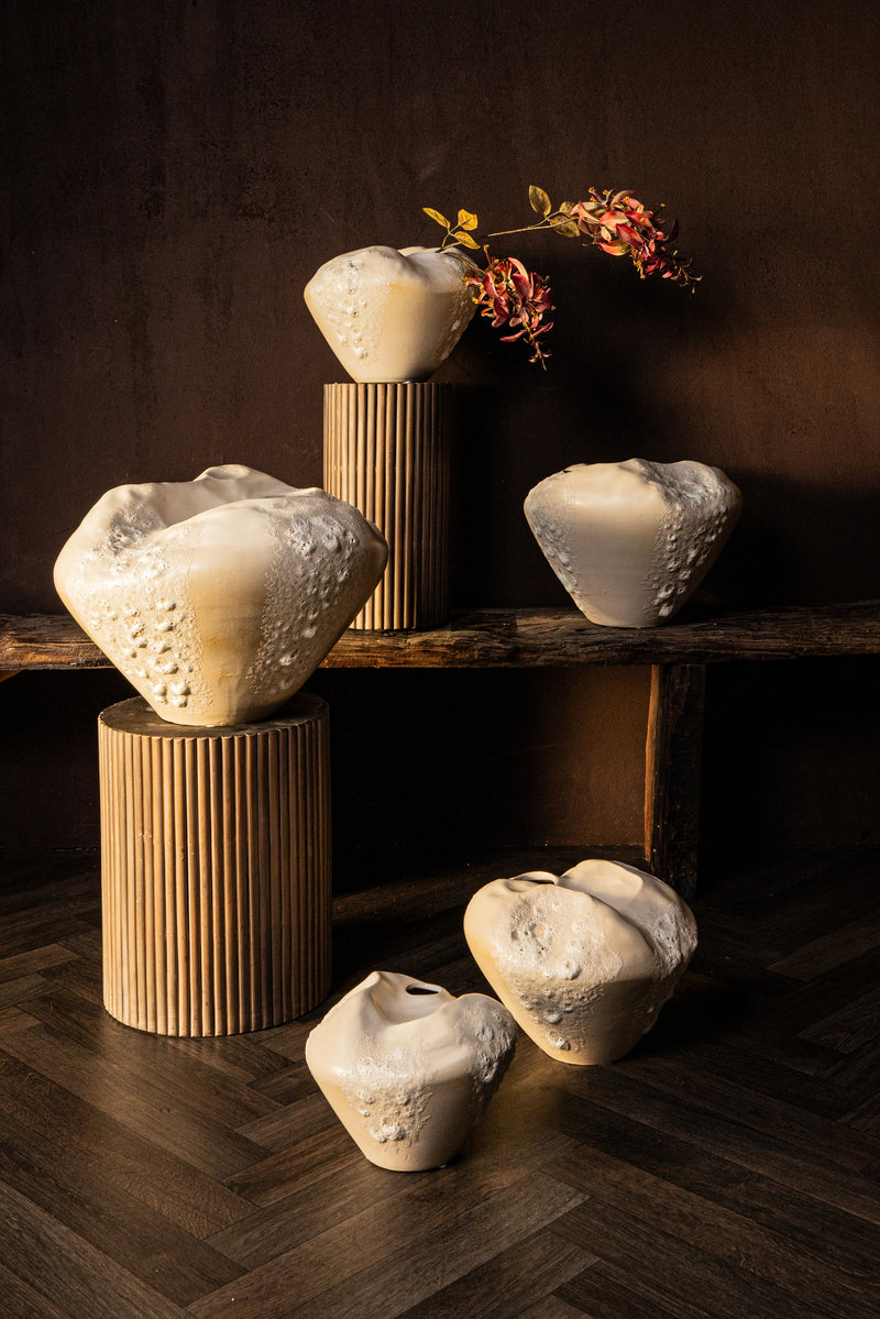 Dangelo Cream Ceramic Irregular Vase L