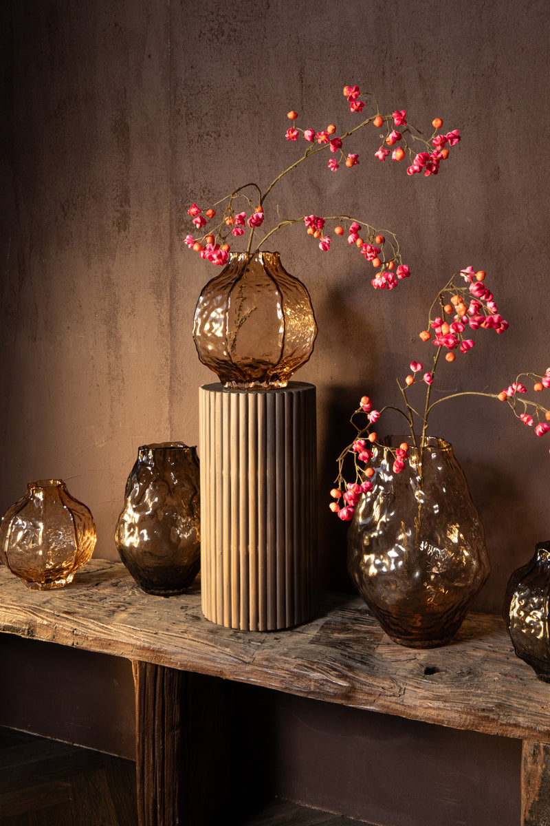 Narin Brown Round Shaped Glass Vase L