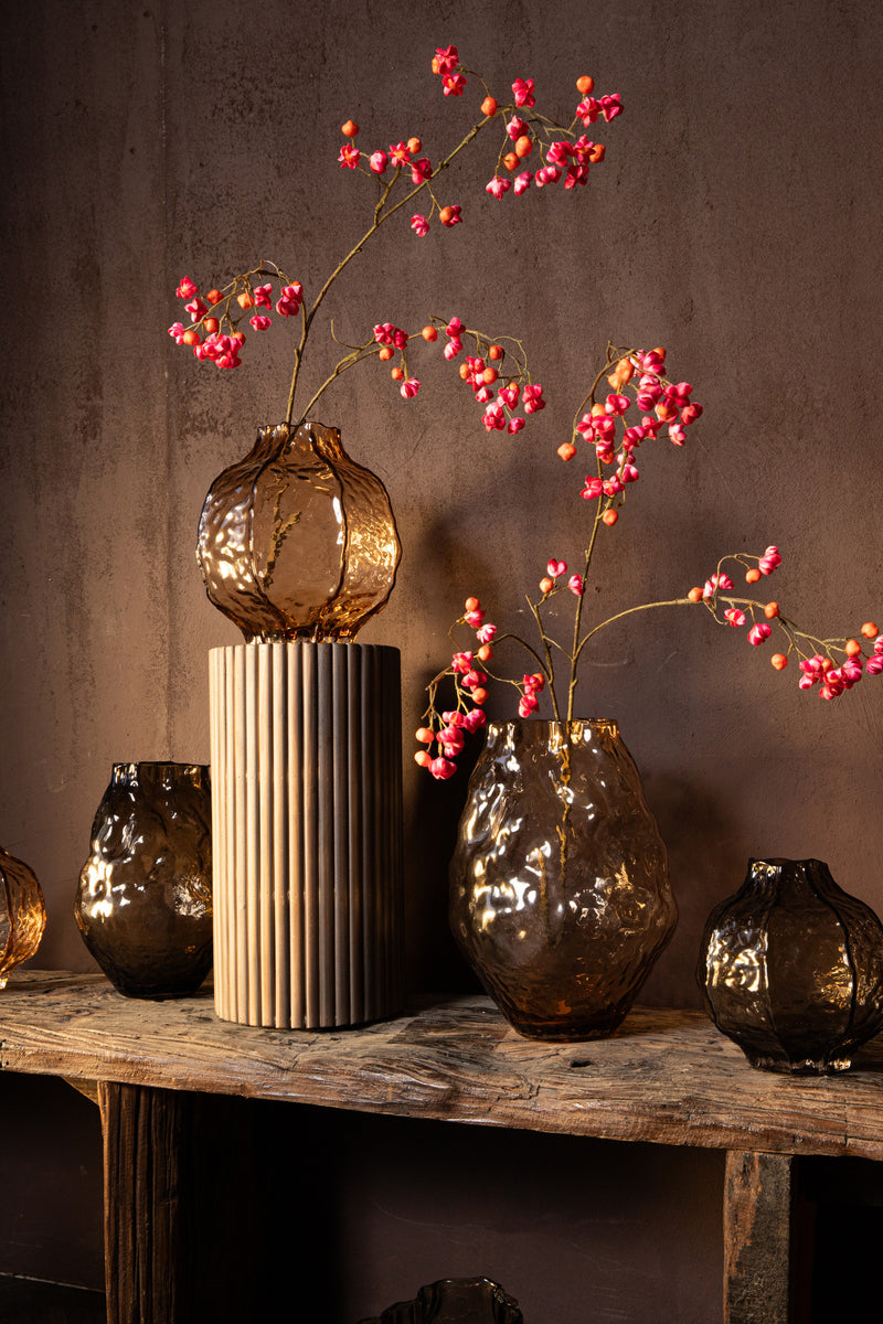 Narin Brown Irregular Shaped Glass Vase L