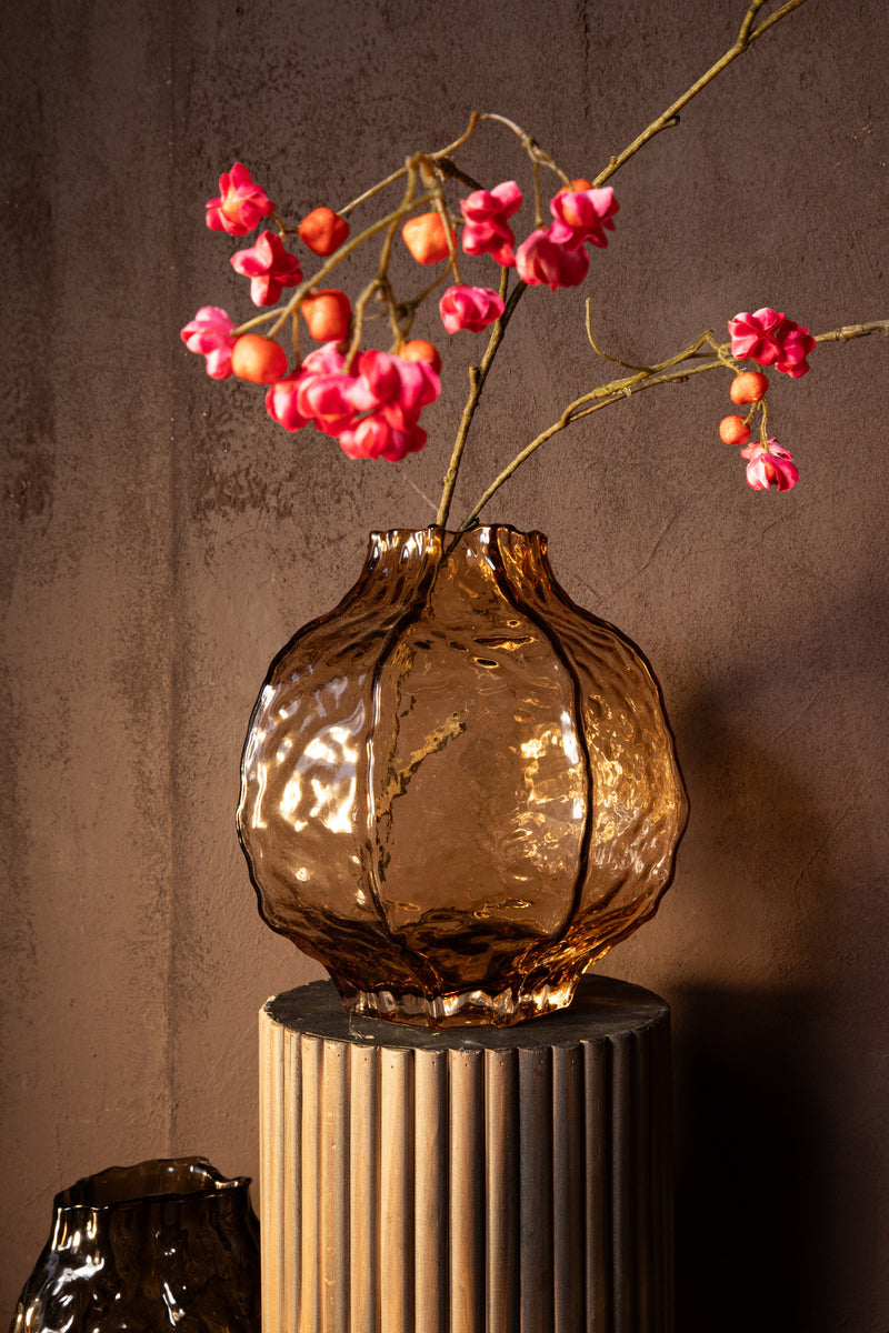 Narin Brown Irregular Shaped Glass Vase L