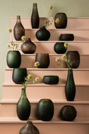 Elichi Green Glass Vase Bombey Round