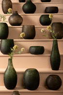Elichi Green Glass Vase Bombey Round