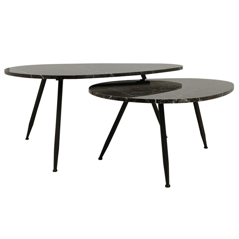 Veria Set Of 2 Coffeetables Brown Marble