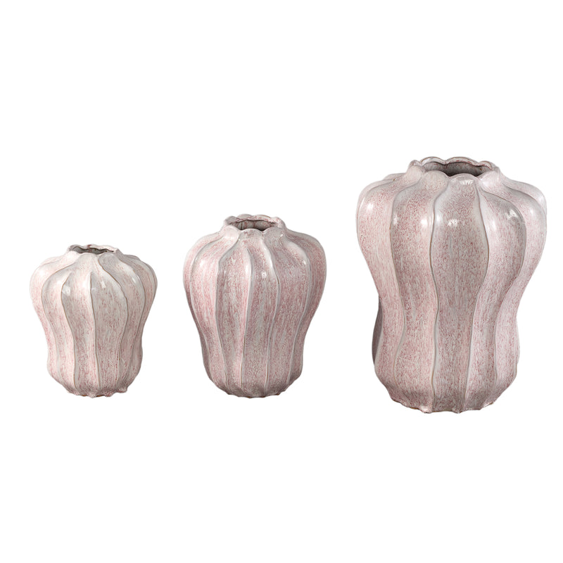 Hamish Pink Ceramic Round Wavy Shaped Vase L