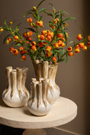 Manali Cream Ceramic Round Vase Colored Tubes M