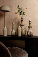 Myrtle Cream Ceramic Round Ribbed Vase S
