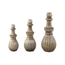 Myrtle Cream Ceramic Round Ribbed Vase M