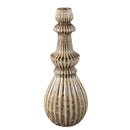 Myrtle Cream Ceramic Round Ribbed Vase L