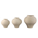 Mickie Beige Round Bulb Ceramic Vase Ribbed S