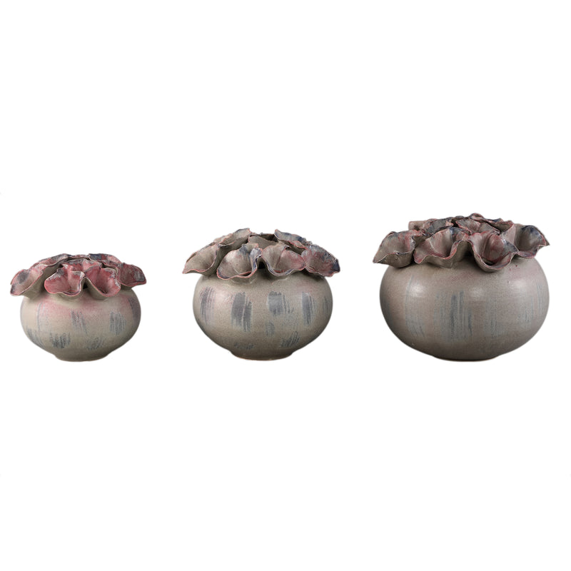 Jullia Lilac Ceramic Vase Flower Shaped Holes M