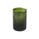 PTMD Alphaba Olive Green Round Ribbed Glass Vase Wide L