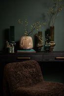 Keala Amber Round Ribbed Glass Vase On Base S