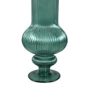 Keala Dark Green Round Ribbed Glass Vase On Base S