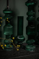 Keala Dark Green Round Ribbed Glass Vase On Base S