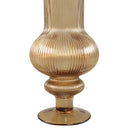 Keala Amber Round Ribbed Glass Vase On Base L