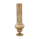 Keala Amber Round Ribbed Glass Vase On Base L