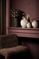 Marel White Round Ceramic Vase Swirl Lines M