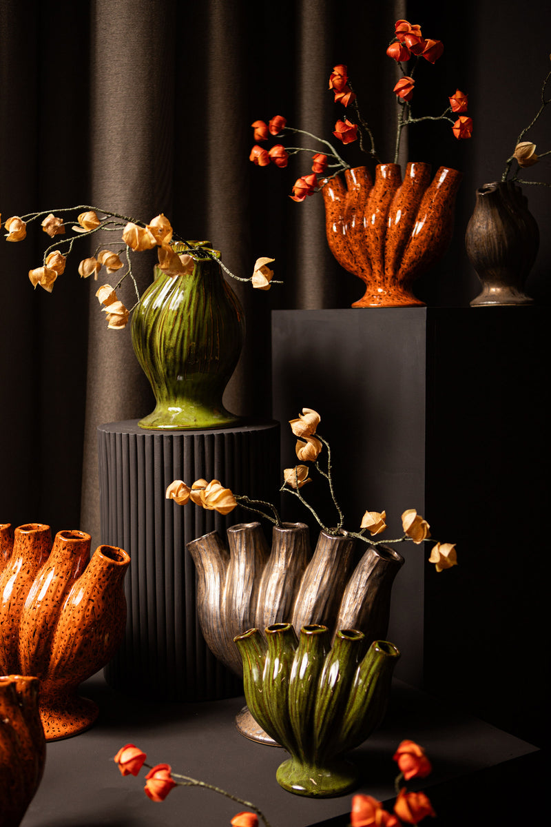 Gylian Green Tubes Shaped Ceramic Vase M