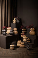 Halta Cream Oval Ceramic Bulby Vase Ribbed M