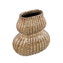 Halta Brown Oval Ceramic Bulby Vase Ribbed L