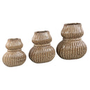 Halta Brown Oval Ceramic Bulby Vase Ribbed L