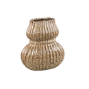 PTMD Halta Brown Oval Ceramic Bulby Vase Ribbed L