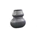 PTMD Halta Black Oval Ceramic Bulby Vase Ribbed M 