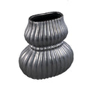 Halta Black Oval Ceramic Bulby Vase Ribbed L