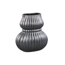 PTMD Halta Black Oval Ceramic Bulby Vase Ribbed L